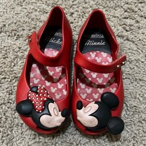 Kissing Minnie and Mickey Mouse mini melissa shoes girls toddler size 7